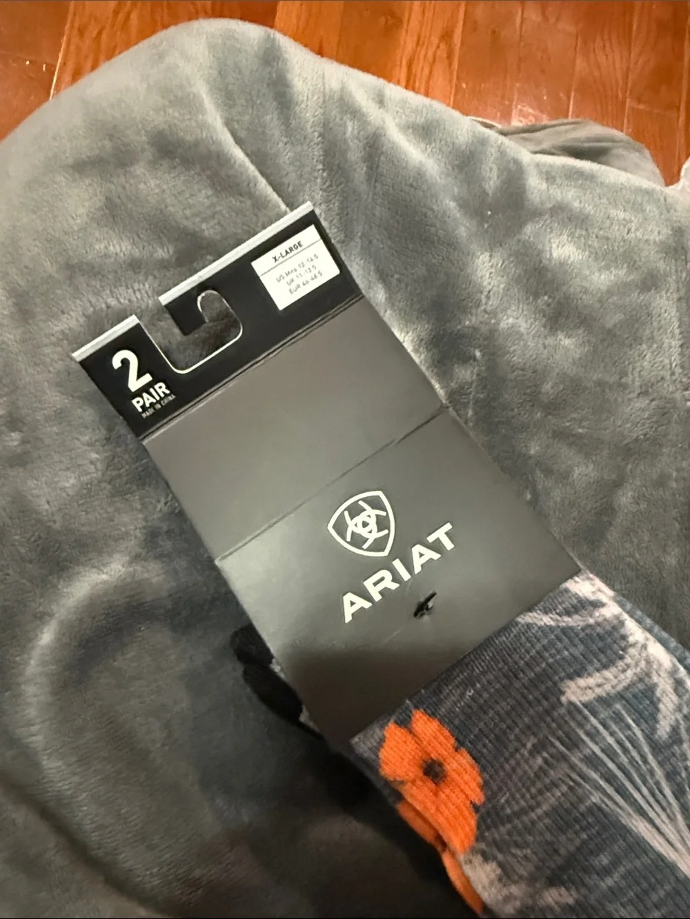 Ariat Men's Navy Crew Socks with Coral Floral Accents